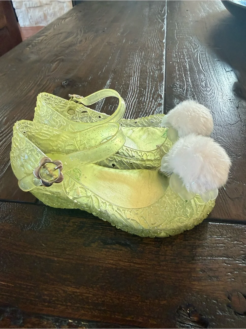 Disney Sparkly Lime Green Jelly Mary Jane Dress Up Tinker Bell